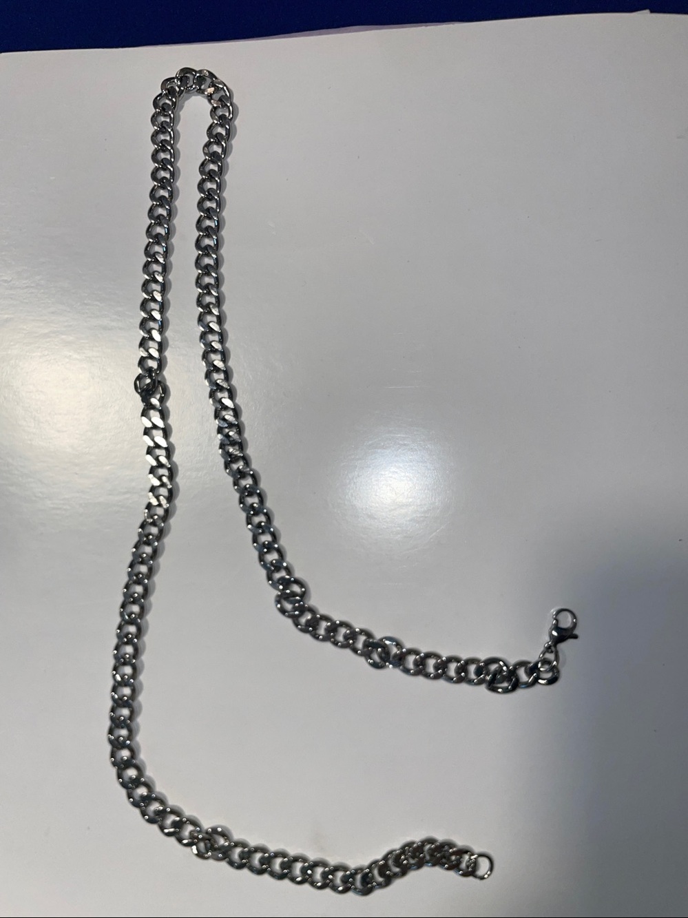Polished Silver-Tone Curb Chain Necklace for Women